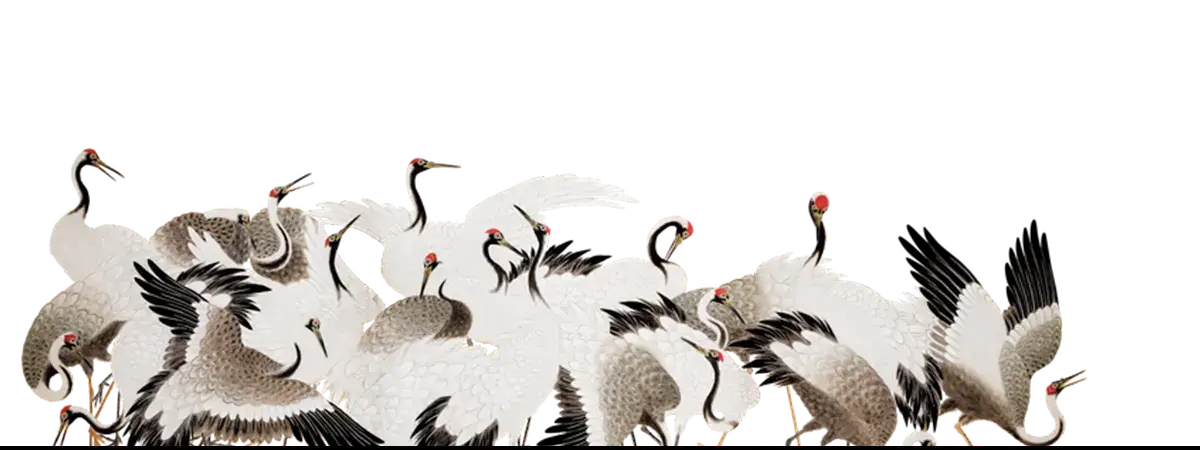 Elegant crane flock showcasing art iphone cases in a striking sky scene