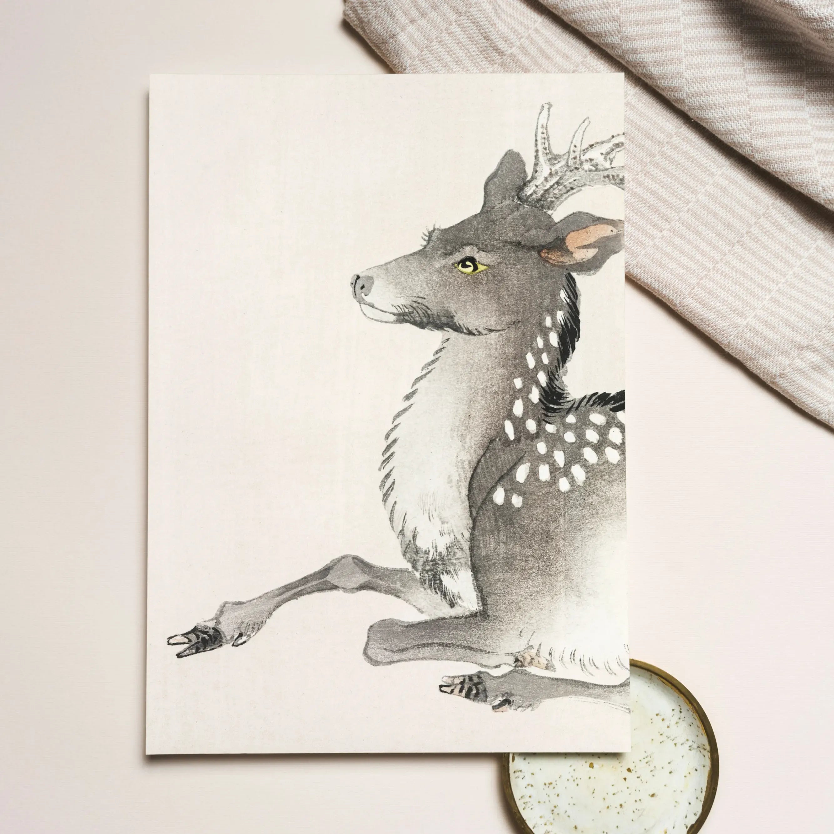 Elk By Kōno Bairei Greeting Card - Notebooks & Notepads - Aesthetic Art