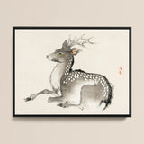 Elk - Kōno Bairei Meiji-era Nihonga Deer Art Print / Canvas, 16x12’’ / 41x31cm / Black Frame, Posters Prints & Visual Artwork, Toby Leon
