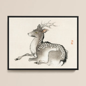 Elk - Kōno Bairei Meiji-era Nihonga Deer Art Print / Canvas, 16x12’’ / 41x31cm / Black Frame, Posters Prints & Visual Artwork, Toby Leon