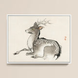 Elk - Kono Bairei Meiji-era Nihonga Deer Art Print / Canvas Framed Ink Wash Painting Spotted Deer Delicate Antlers Kōno Bairei’s Elk,