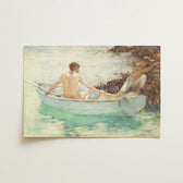 Embarkation (1911) - Henry Scott Tuke Art Print / Canvas Soft Watercolor Painting Depicts Light Blue Rowboat Two