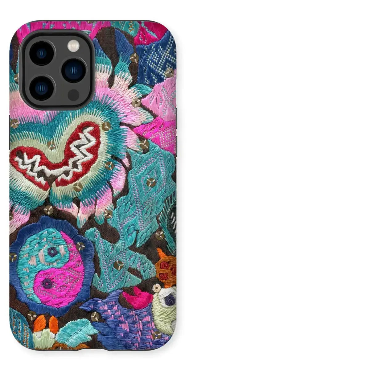 Embroidered floral textile art iPhone case for decorative art nerds showcasing art iPhone accessories