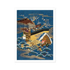 Embroidered Fukusa - Meiji Era Textile Art Print, 24’’x32’’ / Unframed, Japanese Landscape Art