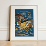 Embroidered Fukusa - Meiji Era Textile Art Print / Canvas, 12x16’’ / 31x41cm / Natural Frame / Matboard, Posters Prints & Visual Artwork,