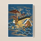 Embroidered Fukusa - Meiji Era Textile Art Print / Canvas, 12x16’’ / 31x41cm / White Frame, Posters Prints & Visual Artwork, Toby Leon