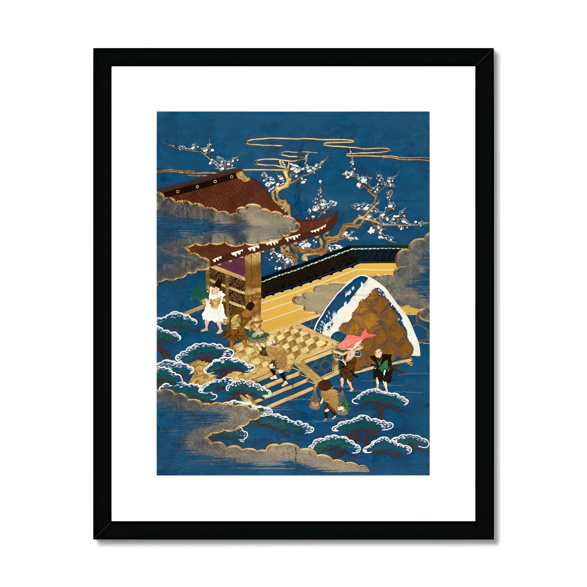 Embroidered Fukusa - Meiji Era Textile Art Print, Framed Japanese Art Print