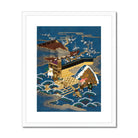 Embroidered Fukusa - Meiji Era Textile Art Print, Framed Japanese Landscape Painting
