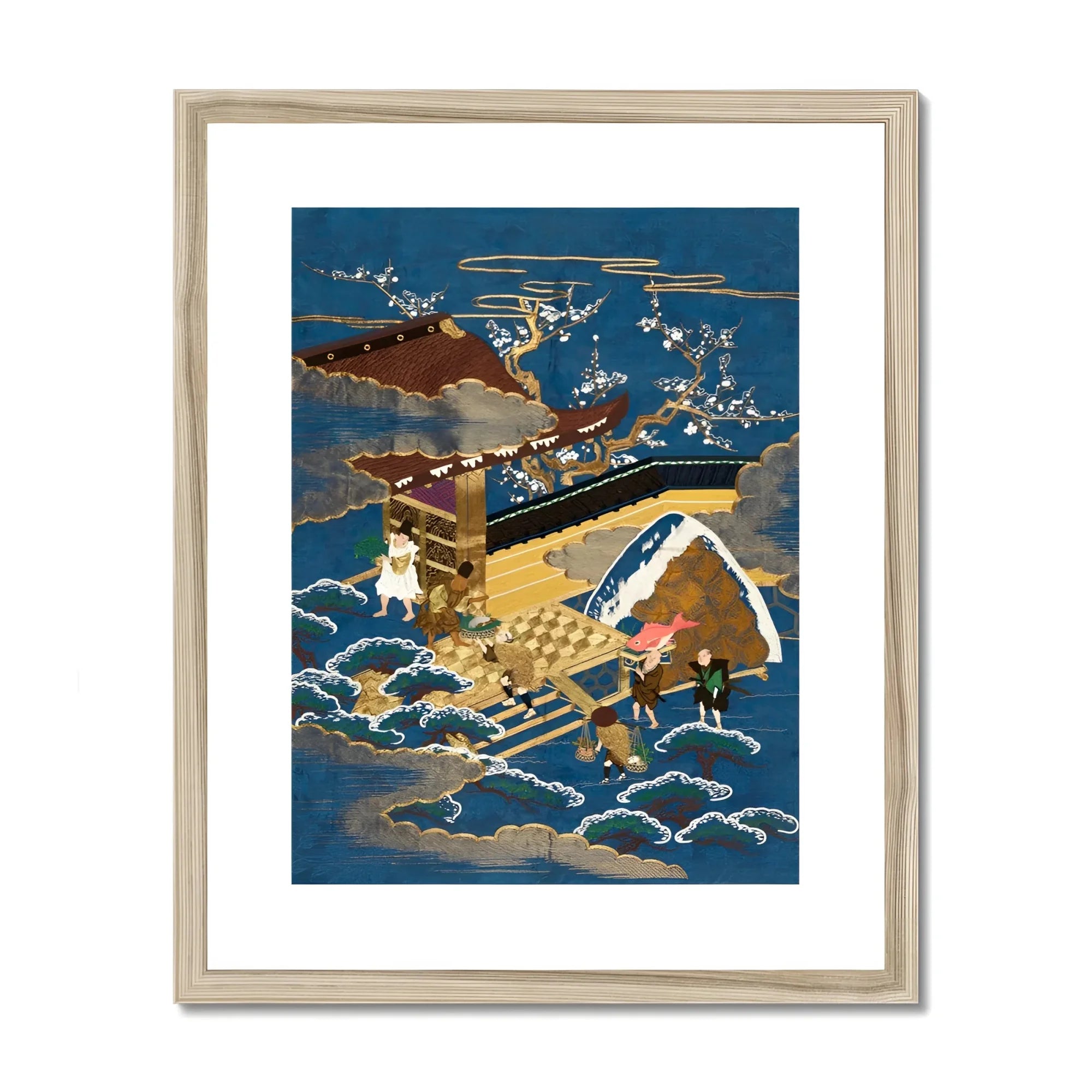 Embroidered Fukusa - Meiji Era Textile Art Print, Framed Japanese-style Painting