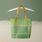 Emerald City - Green Ceramic Brick Shopping Tote Yellow Handles Bags