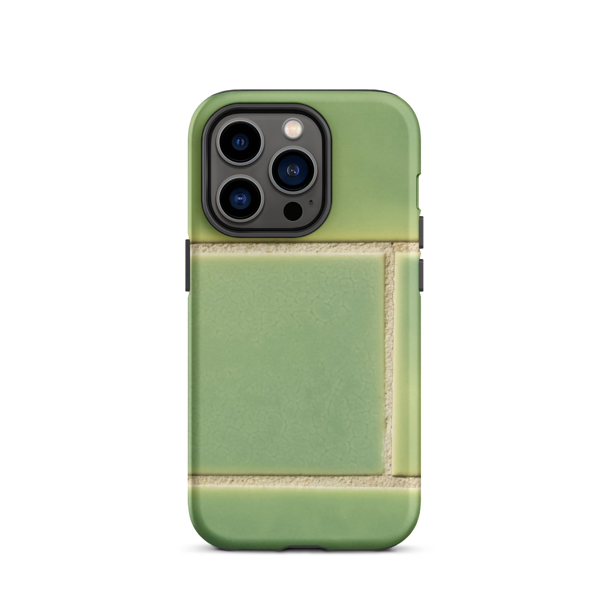 Emerald City Green Tiled Iphone Case, 14 Pro / Matte, Green Tile Patterned Phone Case