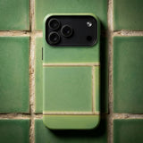 Emerald City - Green Tiled Iphone Case Matte Sage Green Phone Case Subtle Textured Finish Emerald Tiles Shimmer, Tiles, Shimmer