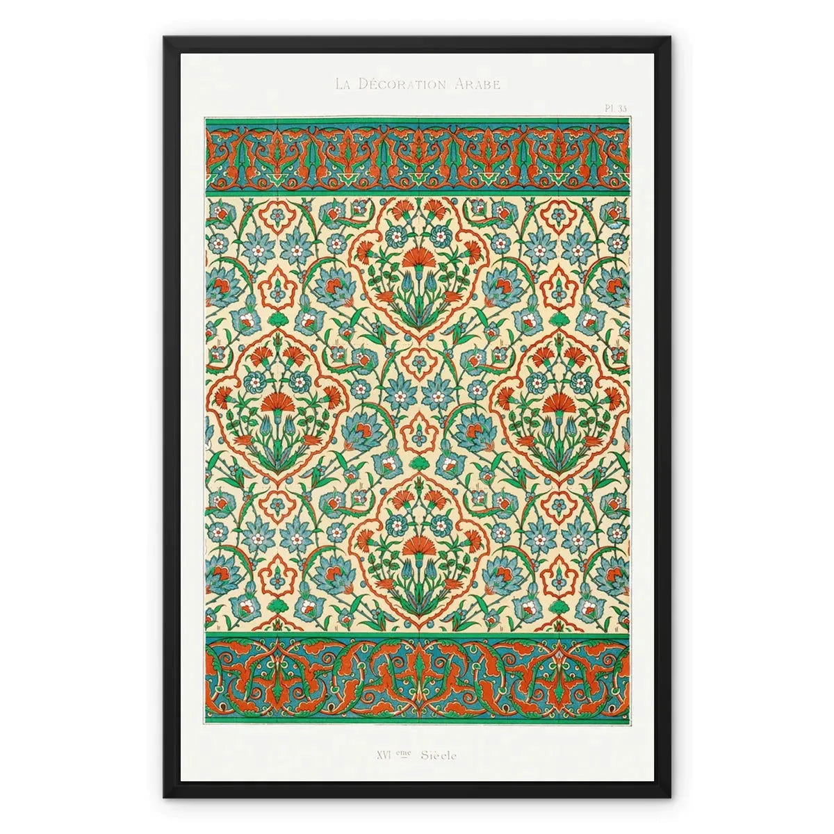 Emile Prisse D’avennes Pattern La Decoration Arabe Plate 33 Framed Canvas - 20’x30’ - Posters Prints & Visual
