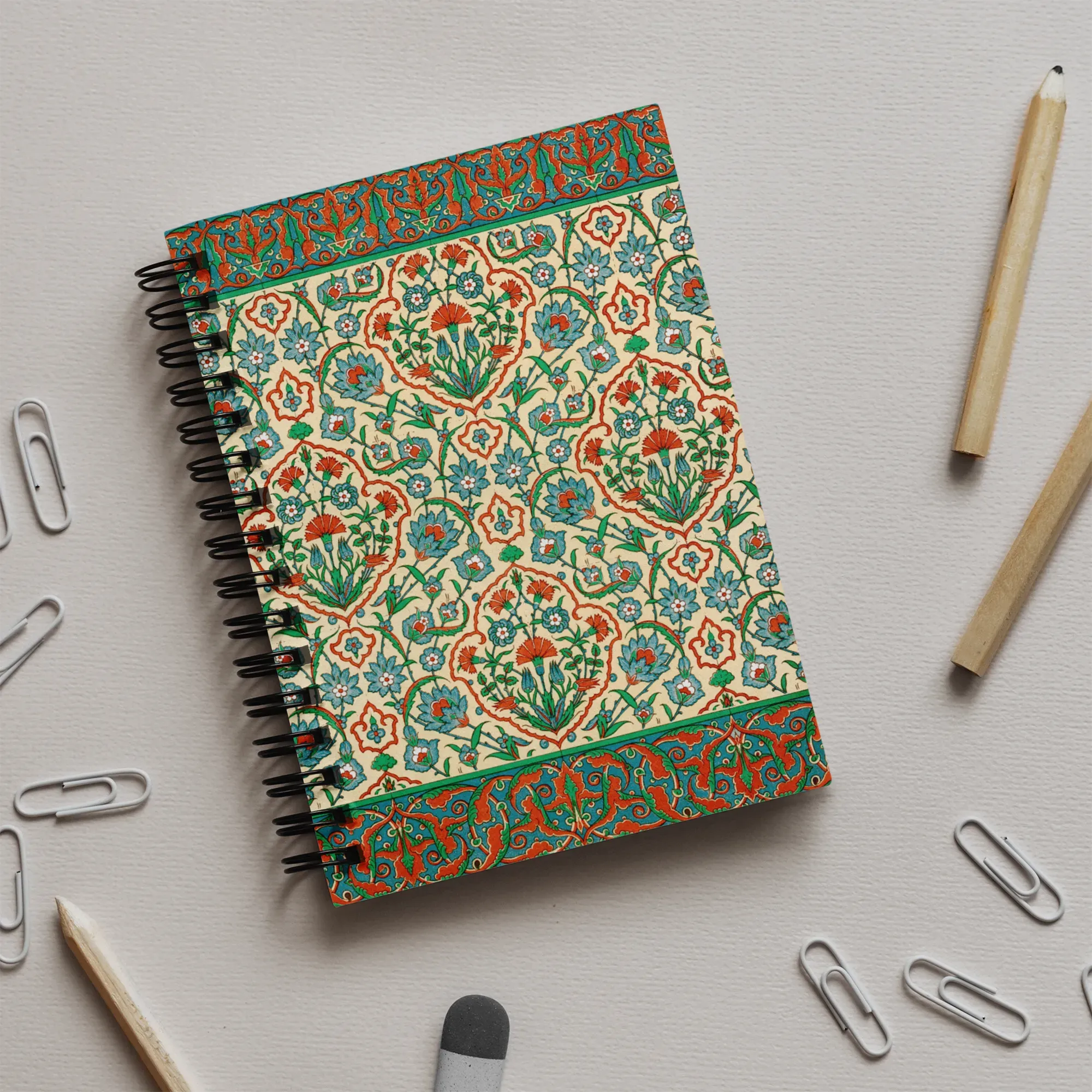 Emile Prisse D’avennes Pattern La Decoration Arabe Plate 33 Notebook - Notebooks & Notepads - Aesthetic Art