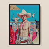 Emilio - Stampa Pop Art Lowbrow Cowboy / Canvas, 12x16’’ / 31x41cm / Cornice nera, Poster, Stampe e Opere d’arte visiva, Toby Leon