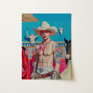 Emilio - Lowbrow Cowboy Pop Art Print / Canvas, 12x16’’ / 31x41cm / Unframed / no Border, Posters Prints & Visual Artwork, Toby Leon
