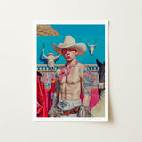 Emilio - Lowbrow Cowboy Pop Art Print / Canvas Vibrant Framed Tattooed Man White, Stands Prints