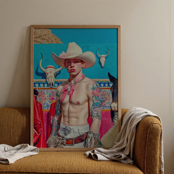 Emilio - Lowbrow Cowboy Pop Art Print, Posters Prints & Visual Artwork, Toby Leon