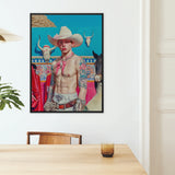 Emilio - Lowbrow Cowboy Pop Framed Canvas, Framed Cowboy Art