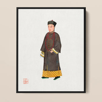 Cortesano del Emperador - Impresión artística de moda de la dinastía Qing / Lienzo, 11x14’’ / 28x36cm / Marco negro, pósters, impresiones y obra visual, Toby Leon