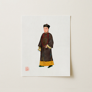 Emperor’s Courtier - Qing Dynasty Fashion Art Print / Canvas, 11x14’’ / 28x36cm / Unframed / no Border, Posters Prints & Visual Artwork,