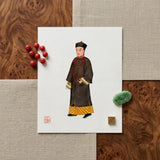 Emperor’s Courtier - Qing Dynasty Fashion Art Print / Canvas Traditional Chinese Portrait Figure Dark Brown Ceremonial Manchu, Bureaucratic
