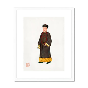 Emperor’s Courtier - Qing Dynasty Fashion Art Print, Traditional Chinese Portrait Painting Figure Dark Brown Robe