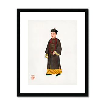 Emperor’s Courtier - Qing Dynasty Fashion Art Print, Traditional Chinese Portrait Painting Figure Dark Brown Robe