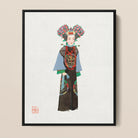 Empress Qing Dynasty Fashion Art Framed Canvas, Illustration Woman Traditional Chinese Opera Costume Elaborate Floral