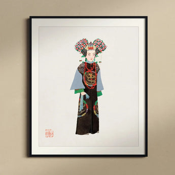 Empress - Qing Dynasty Fashion Art Print / Canvas Framed Artwork Traditional Chinese Opera Character Ornate Costume Qing Dynasty Pageantry,