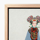 Framed Canvas Print Stylized Illustration Ornate Traditional Chinese Qing Dynasty Pageantry, Manchu Fashion Art, Costumes