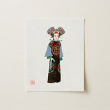 Empress - Qing Dynasty Fashion Art Print / Canvas Rectangular Art Print Stylized Illustration Ornate Traditional Chinese Qing Dynasty
