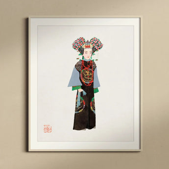 Empress - Qing Dynasty Fashion Art Print / Canvas Traditional Chinese Paper Art Illustration Female Figure Ornate Qing Dynasty Pageantry,