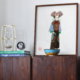 Empress - Qing Dynasty Fashion Art Print, Framed Artwork Chinese Opera Character Traditional Costume Ornate