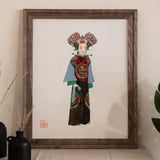 Empress - Qing Dynasty Fashion Art Print, Framed Artwork Stylized Chinese Opera Character Traditional Costume