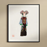 Empress - Qing Dynasty Fashion Art Print, Framed Artwork Traditional Chinese Opera Character Ornate Costume