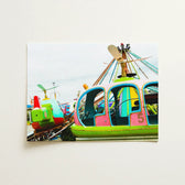 Vibrant Colorful Amusement Park Ride Photo Pink Green Empty Nest Giclée, Print, Waking Dream