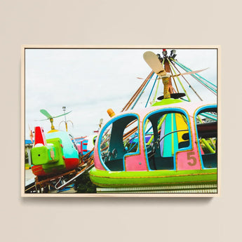 Empty Nest Giclée Print / Canvas Vibrant Retro-style Helicopter-themed Amusement Park Ride Bold Neon Empty Nest Giclée, Giclée Print,