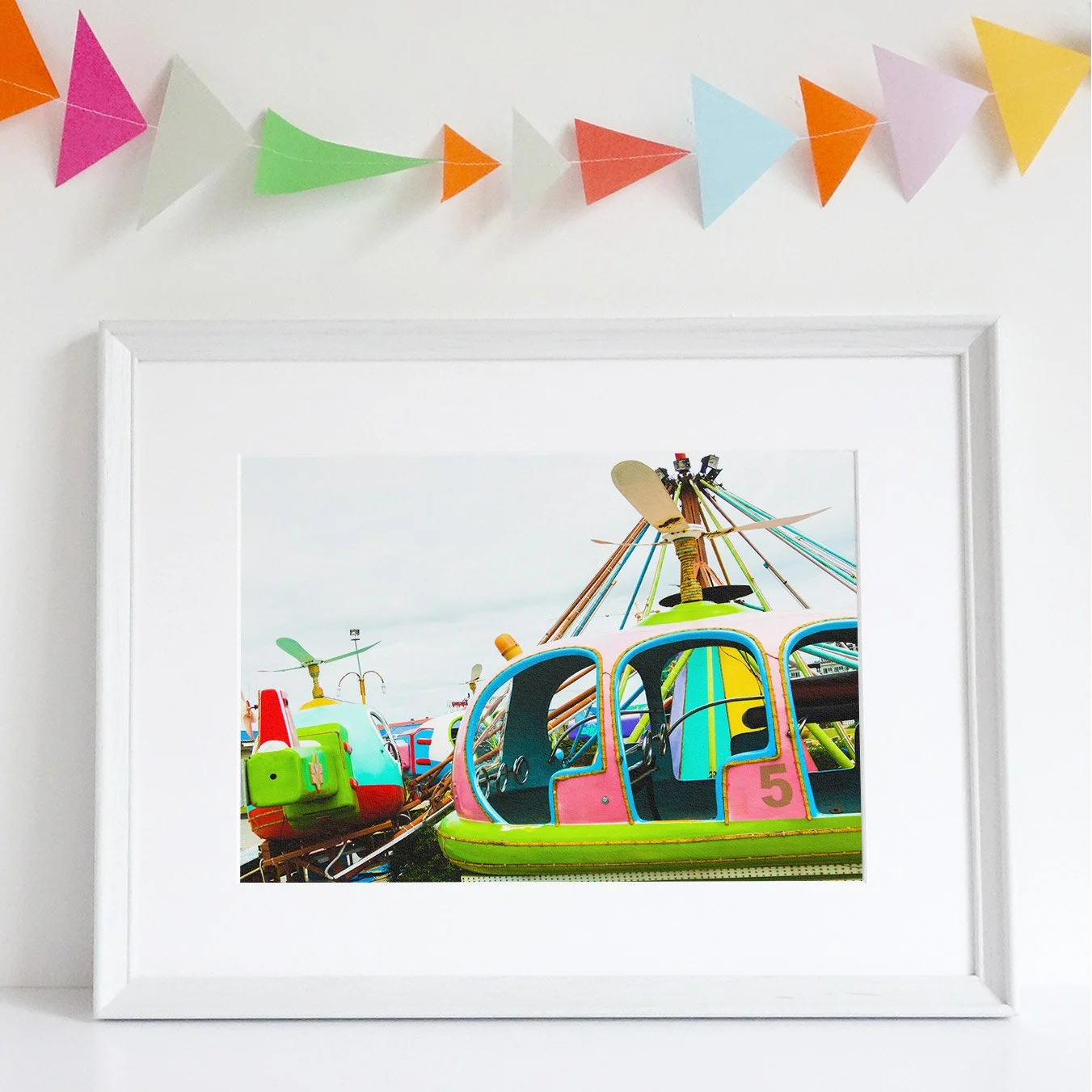 Empty Nest Giclée Print, 12×16 / Unframed Art, Emptster-8x14, Framed Photograph Colorful Amusement Park Rides