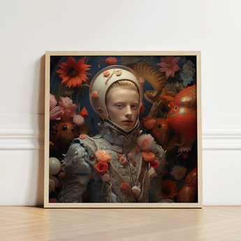 Enfant Terrible - Surreal Camp Art Print / Canvas Framed Artwork Figure Ornate Metallic Armor Adorned Vibrant, Aesthetic Queer, Queer-art