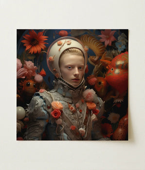 Surreal Portrait Print Figure Ornate Silver-toned Armor Adorned Enfant Terrible, Camp Aesthetic Queer, Queer-art Spectacle