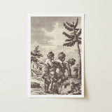Engraving from the New Justine - Marquis De Sade Art Print / Canvas Vintage-style Black-and-white Engraved Three Figures Rustic Attire,