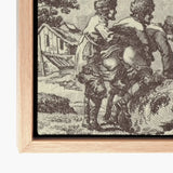 Engraving from the New Justine - Marquis De Sade Art Print / Canvas Framed Black-and-white Embroidered Artwork Two Figures Historical