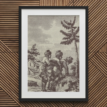 Engraving from the New Justine - Marquis De Sade Art Print, 20x30’’ / 51x76cm / Black Frame / 2’’ Matboard, Framed Sepia-toned Illustration