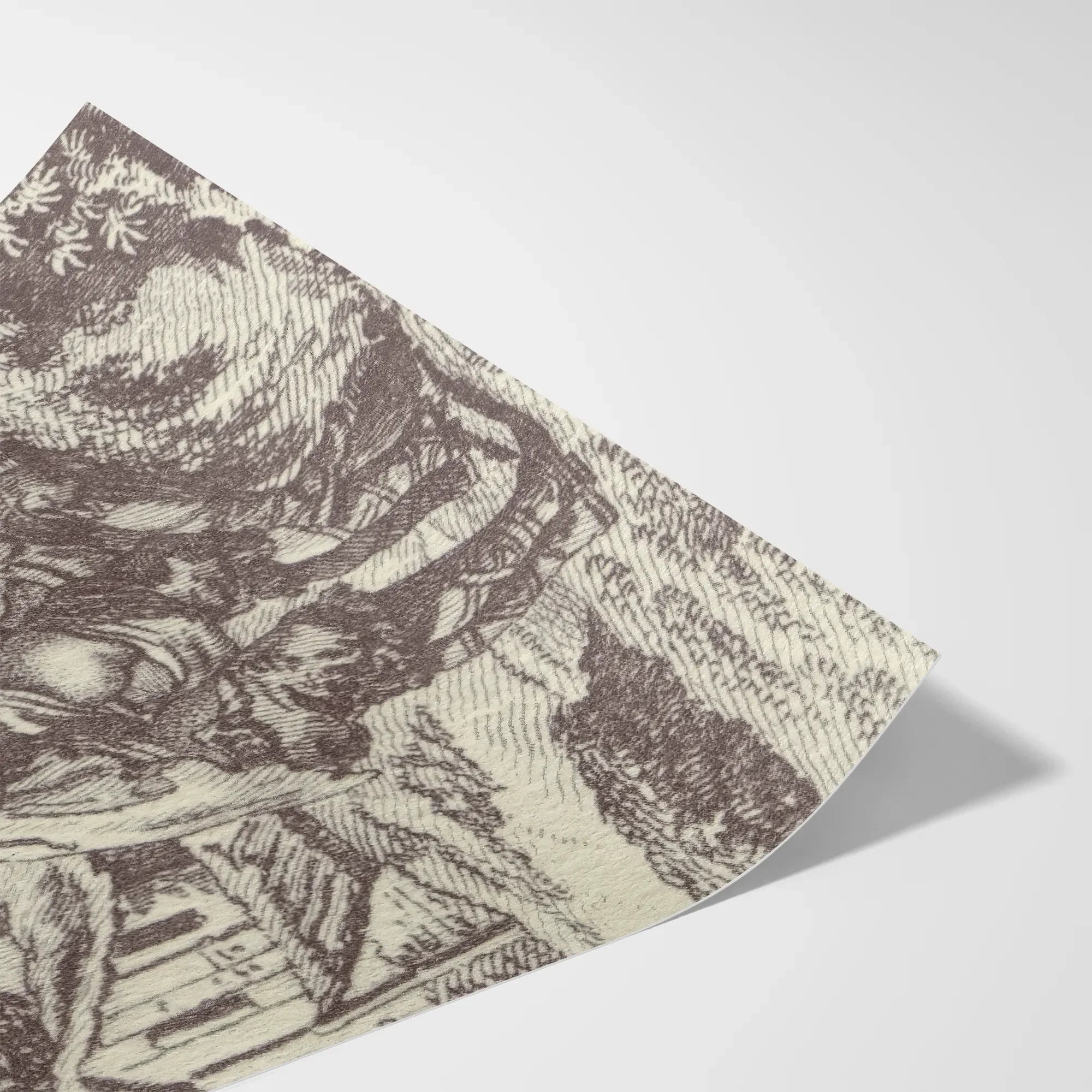 Engraving from the New Justine - Marquis De Sade Art Print, Piece Fabric Detailed Dark Brown Woodcut-style Print Figures
