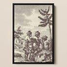Engraving from the New Justine - Marquis De Sade Framed Canvas, 12x18’’ / 31x46cm / Black Floating Frame, Framed Sepia-toned Three Figures