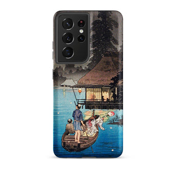 Enjoying the Evening Cool - Hiroaki Takahashi Samsung Case, Galaxy S21 Ultra / Matte, Black Smartphone Case Traditional Japanese Ukiyo-e