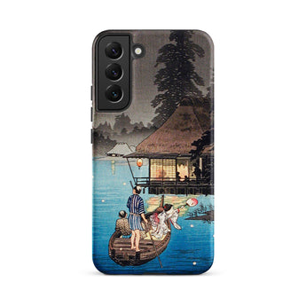 Enjoying the Evening Cool - Hiroaki Takahashi Samsung Case, Galaxy S22 Plus / Matte, Smartphone Case Japanese Woodblock Print Boat Lake