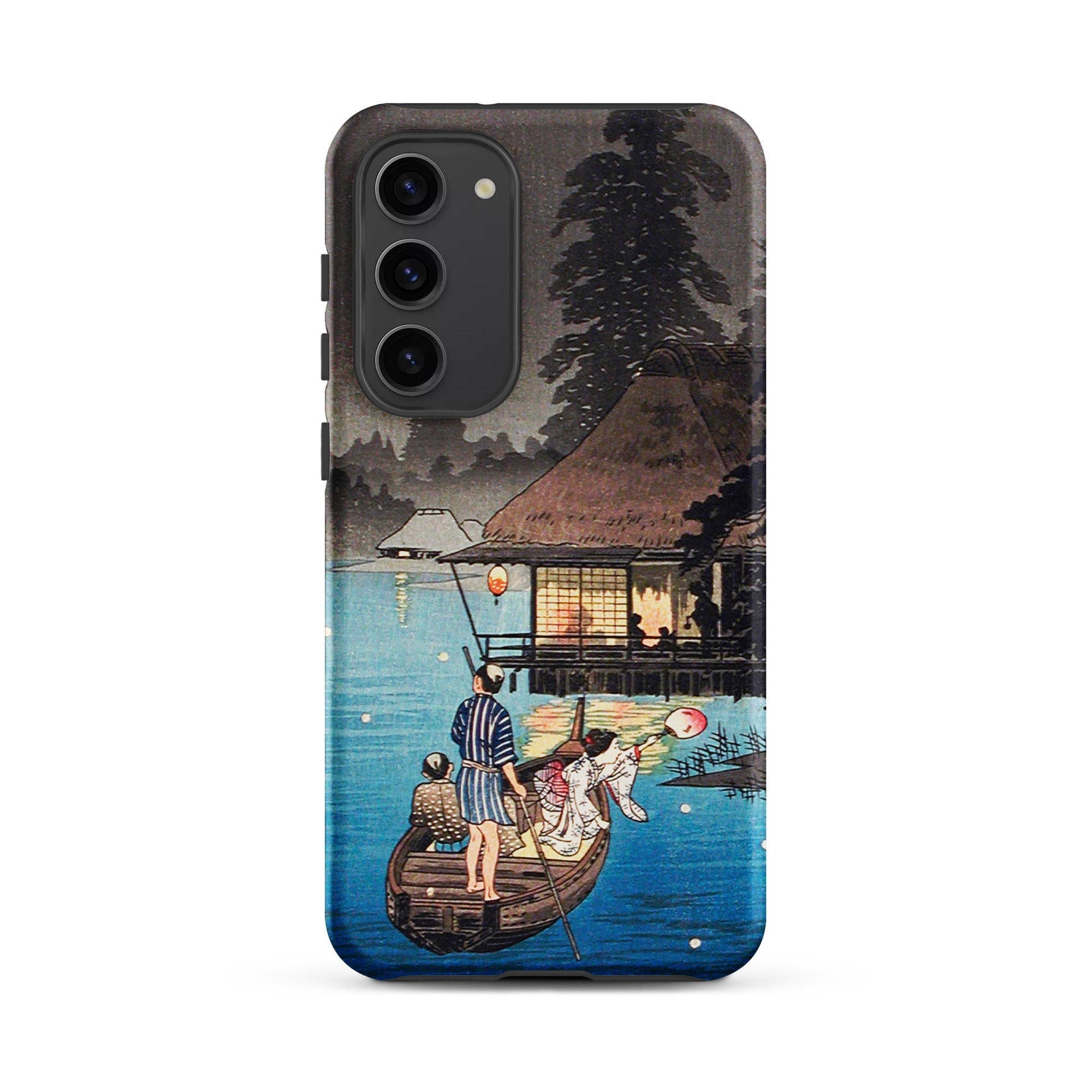 Enjoying the Evening Cool Hiroaki Takahashi Samsung Case, Galaxy S23 Plus / Matte, Black Smartphone Case Traditional Japanese Ukiyo e Print