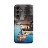Enjoying the Evening Cool - Hiroaki Takahashi Samsung Case, Galaxy S24 Plus / Matte, Black Smartphone Case Traditional Japanese Ukiyo-e